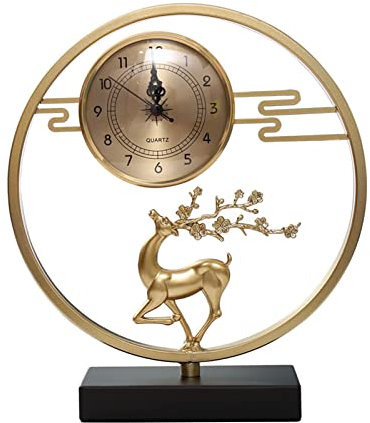 Kaminuhr aus Metall, Porzellan, Windschutz, dekorative Tablinguhr, geräuschlos, nicht Katze, Cachi, Tier, Hirsch, Stil, Kreativität, Wohnzimmer, Schlafzimmer, Schreibtisch-Ornamente, Geschenk,
