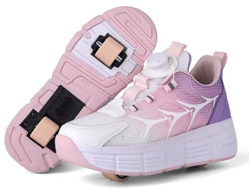 XRDSHY Schuhe Mit Rollen für Junge Mädchen - Kinder Sportschuhe, Skateboard Schuhe, Sneakers - Pink - 39 EU