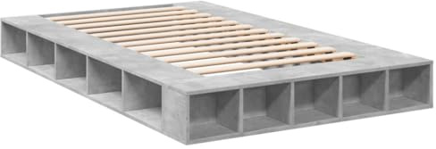 vidaXL Bettgestell, Bett mit Stauraum für Schlafzimmer, Bettrahmen mit Lattenrost, Schlafzimmerbett Doppelbett, Betongrau 120x200cm Holzwerkstoff