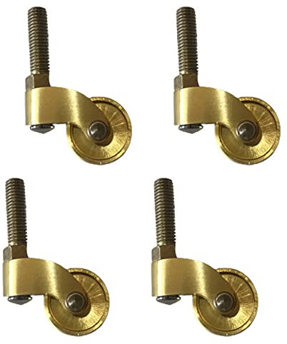 Lenkrollen mit M8-Gewindeschaft, Möbelrollen zum Bewegen, 25-mm-Universalrollen, 360°-Schwenkrollen, Ersatz für Tisch-, Einkaufswagen- und Stuhlrollen, Gold, 4 Stück