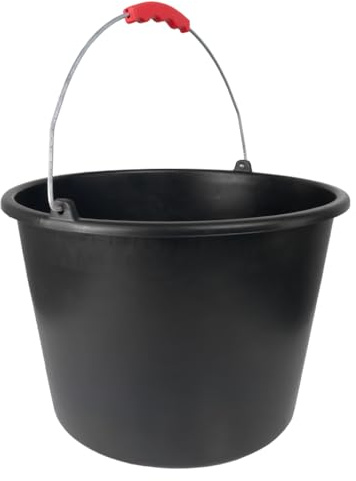 Baueimer 20 Liter mit Skala | Mörteleimer Kübel | Wassereimer für Baustelle und Garten | mit rotem bequemem Griff | Mörtelkübel (5 Stück, 20 Liter)