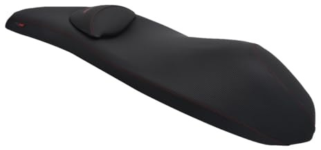 Moto Discovery Funda de Asiento Compatible con Honda PCX 125/150 2009-2013 Color Negro con Costuras Rojas