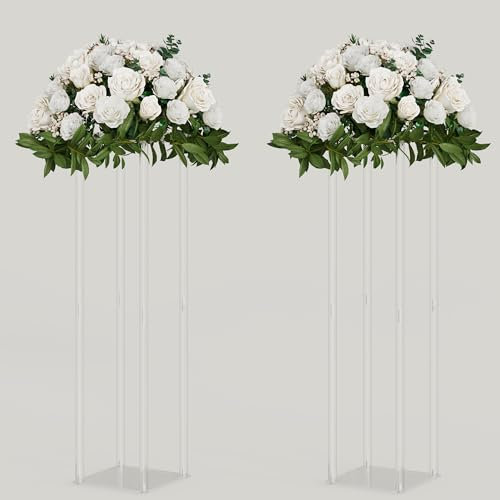 TEKXYZ 2 x 80cm Tall Acrylic Centerpiece Stand for Flowers