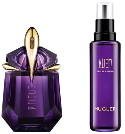 MUGLER Alien Eau De Parfum Para Mujer, Ambarino, Amaderado y Floral, Fragancia Excepcional, Recargable, 30 ml + MUGLER Alien Eau De Parfum Recarga, 100 ml