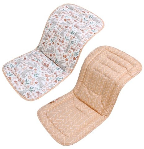 LAT Universal Colchoneta para Sillas de Paseo, Algodón Funda Universal Carro Bebe, Cojín Silla de Paseo para Cochecito de Doble Cara, Funda para Asientos de Cochecito para Bebés 78x34cm (Conejo)