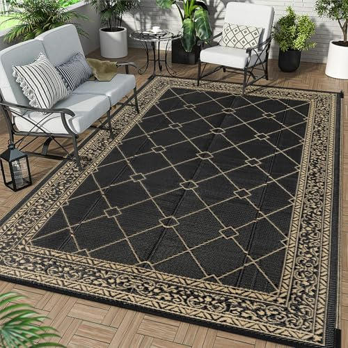 Enyhom Extra Large Outdoor Area Rug 180 x 270 cm, Durable Outdoor Patio Carpets, Outside Camping Rugs for Garden, Reversible Picnic and Beach Area Rug for Balcony Deck Backyard Front Porch Hiking