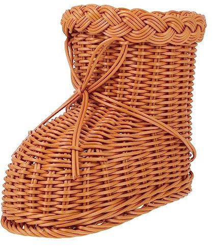 Amosfun Handgewebter Imitat Rattan Aufbewahrungsbox Korb Dekorative Blumenkorb Geschenkkorb Aus Kunststoff Schlichtes Farbdesign Natürliche Optik
