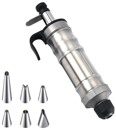 Xiciki Piping Gun Icing Piping Kit, Cake Piping Kit with Stainless Steel Nozzles, Complete Cake Icing Piping Set for Baking, DIY Frosting Baking Tools with 6 Pcs Nozzles