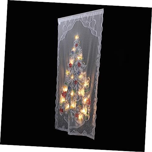 OFFSCH Weihnachtsgardinen Mit Led-LeuchtvorhanganhäNgern 1 Set Kreative SpitzenvorhäNge FüR Wohnzimmer Fenster Weihnachtsdeko Und Festliche Heimdekoration