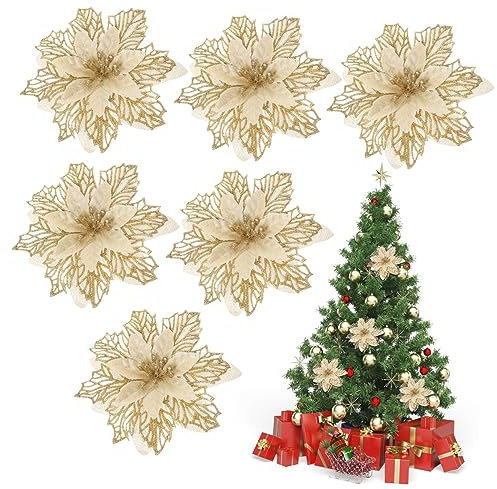 Hoement 6stücke Künstliche Blumen Für Weihnachtsbaum Weihnachtsbaumblumen Aus Plastik Dekorative Kunstblumen Weihnachtsbaumschmuck DIY-kunstblumen Für Weihnachtsdeko