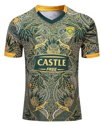 Maglia da rugby del Sud Africa edizione 2025, da uomo, traspirante, verde, vestibilità comoda, maglietta da allenamento resistente, design autentico, ottimo regalo, Multicolore, XL