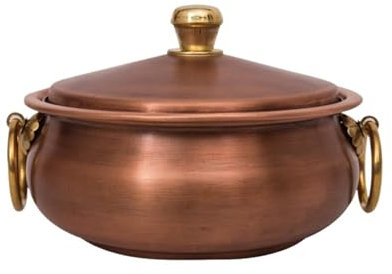 Fondue Olla Hot Pot Olla Caliente De Cobre Estilo Shabu, Olla Con Tapa Y Asas, Sartén De Cobre Tradicional For Utensilios De Cocina Fondue Queso(22cm)