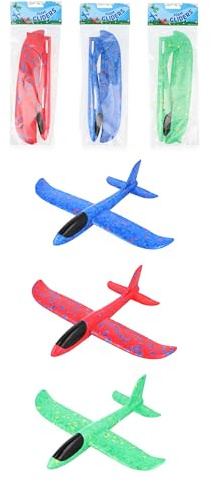 HENBRANDT 3 x Small Foam Airplane Gliders for Kids 23cm Glider Planes Self-Assembly Throwing Aeroplane in 3 Colours EPP Foam Flying Gliders Outdoor Summer Toys for Boys and Girls