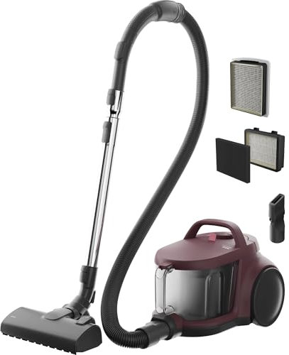 AEG Aspiradora de Trineo Sin Bolsa AL51C1DRF, 1000W, Filtro HEPA, 78dB, Capacidad 2 L, Radio de Acción 9m, Ideal Suelos Duros y Alfombras, Rojo