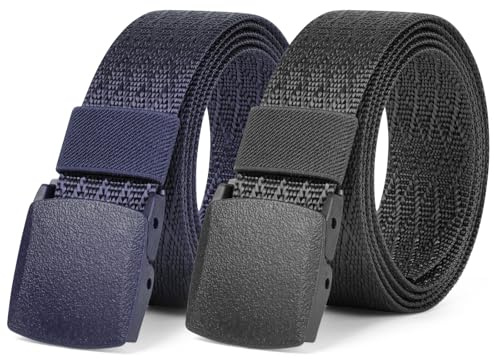 Aomig Bälten för män, justerbart nylonkanvastyg golfbälte, skuren för att passa canvas-nät passar var som helst, inga hål osynligt bälte för män, nylon automatiskt bältesspänne lämpligt för arbete och