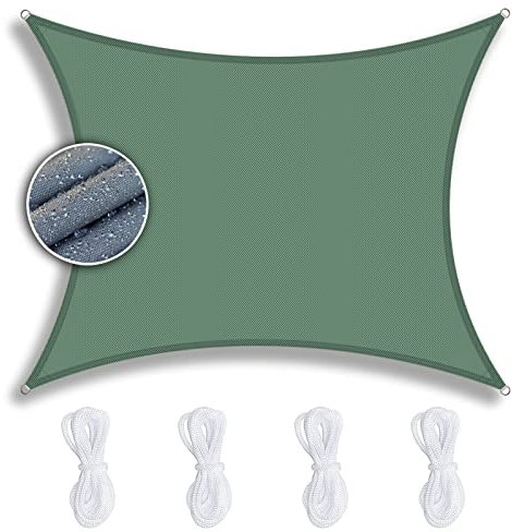 Vela ombreggiante resistente 2 x 3 m, verde scuro, impermeabile e protezione UV 90%, resistente al vento, per piscina, patio e uso esterno