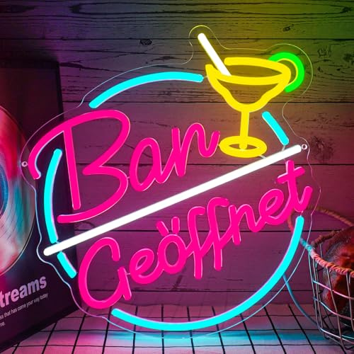 Flixyticy Bar Geöffnet Neon Schild Bar Open LED Neonlicht | Wanddeko für Bar,Kneipe,Cocktailbar,Schänke,Wirtschaft