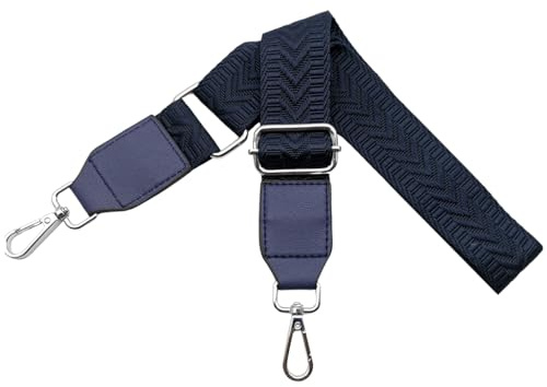 Taschengurte zum Wechseln Schultergurt für Taschen Breit 3.8 cm mit Silber Karabiner Handtaschengurte Leder Schulterriemen für Handtaschen Damen, Umhängetasche, Dunkelblau, U2-13