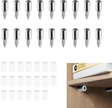 20 Stück Regalbodenträger,Einlegeböden für Schränke,Einlegeboden Halter,Bodenträger für Einlegeböden,Fachbodenträger,Selbstschneidende Trennwandschrauben mit Anti-Rutsch Gummihülse,70kg pro 4 Träger