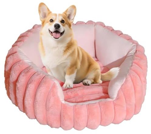 Letto ortopedico per cani e gatti, in peluche, per cani di taglia media, lavabile, morbido, rettangolare, calmante, anti-ansia, antiscivolo (