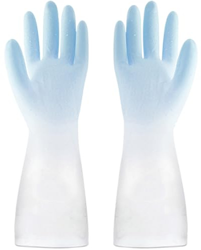 AZIDWERYQ Guanti per la pulizia Guanti da cucina impermeabili Riutilizzabili per lavare i piatti in gomma antiscivolo per la casa per cucina Bagno per larghezza palmo 3, 6''-3, 9'' Lavastoviglie