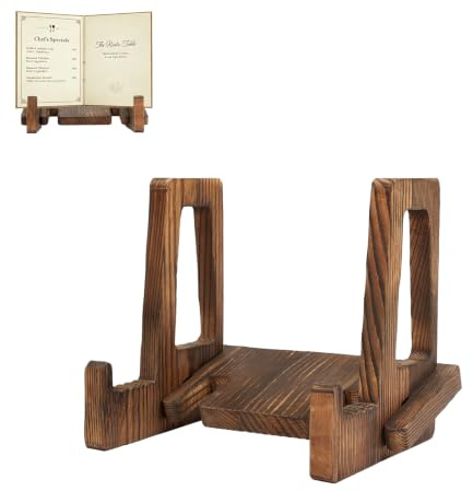 comfoyar Support de Livre de Cuisine, Support pour Livre de Recettes en Bois pour Lecture, Présentoir à Assiettes Brun Rustique à Angle Réglable, Porte-Cadre pour Photo, Chevalets de Table Décoratifs