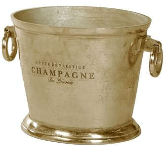 Barprofessional champagnekylare, vintage, guld, elegant champagneskål med vintagedesign, 26 cm diameter, 37 cm hög, gjuten aluminium, flaskkylare för snygg presentation