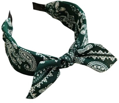 Breites Stirnband für Damen mit Schleife Knoten Paisley Print Modisches Haar-Accessoire Alltagsstil (Green, One Size)