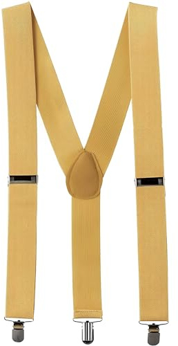 Gold Adjustable Metal Clip Accessory Suspenders - 1 Pack - Durable Polyester, Stylish & Versatile Accessory - Perfect For Weddings, Events & Everyday Elegance, One Size Fits Most