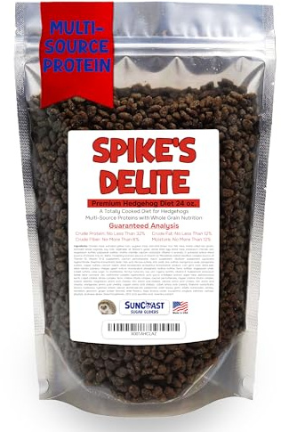 Suncoast Spike's Delite Premium Hedgehog Diet Food - High Energy Protein, Vitamins & Minerals, Natural Cooked Kibble, Complete Nutrition for Baby, Growing & Breeding Hedgehogs - 1.5 lbs