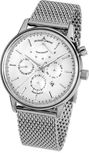 JACQUES LEMANS Herrenuhr Retro Classic Metallband massiv Edelstahl N-211C