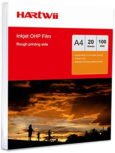 A4 OHP Film Overhead Projector for Inkjet - 20 Sheets Clear with White Strip Hartwii