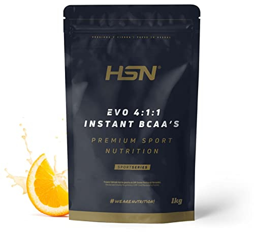 HSN Evo 4:1:1 (BCAA's Instantáneos) en Polvo | Naranja 1Kg = 200 Servicios | Aminoácidos Ramificados (L-Leucina, L-Isoleucina, L-Valina) | No-GMO, Vegano, Sin Gluten