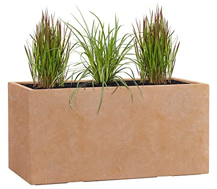 Pflanzwerk® Pflanzkübel TUB Terrakotta 40x80x40cm XXL – Rechteckig – Großer Fiberglas Blumenkübel für außen und innen - Frostbeständig - UV-Schutz – Markenqualität