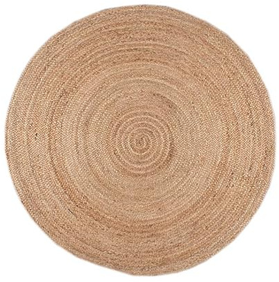 FRAAI | Home & Living Jute Teppich Rund - Fair Natur - Ø 100 cm | Jute - Flachgewebe - Einfarbig - Boho, Ländlich, Modern - Wohnzimmer, Esszimmer, Schlafzimmer
