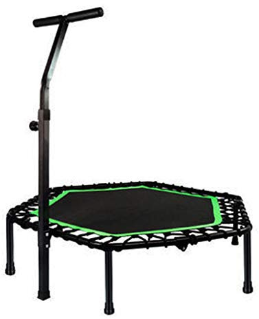 Rebounder trampolin för vuxna bungee, fitness-trampolin, hopfällbar studsmatta, studsmatta i hemmet | hemkonditionsträning | Säkert dämpad studs | Justerbart räcke för kvalitet & dura