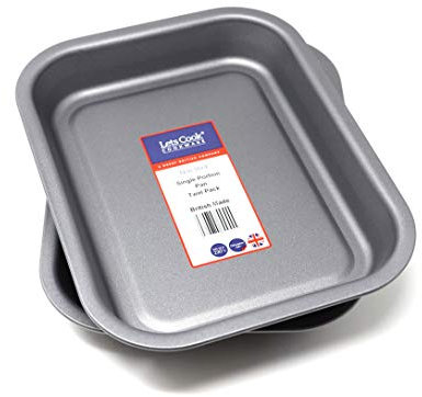 Lets Cook Cookware - 25cm Single Portion Individual Roasting Pans, Twin Pack (Set of 2), Teflon Non Stick, British Made