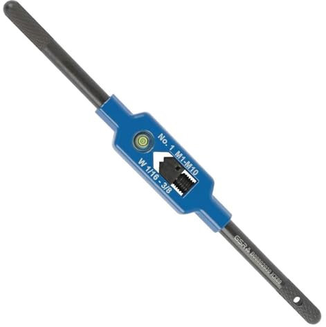 GSR Stahl-Windeisen mit Zentrierauge | Gr. 2 (M4–M12) | Verstellbarer Gewindebohrer-Halter mit Vierkantaufnahme | Aus Edelstahl | Brünierte Griffe | Werkzeughalter für Handgewindeschneider