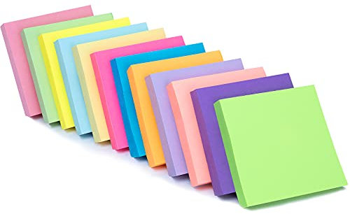 Sticky Notes, 12 Pack 1200 Sheet Stick Note Pad 12 Assorted Color Self Sticky Memo Pads for Office, School and Home Uses