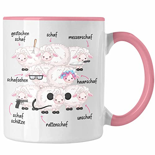 Trendation - Lustige Schaf Tasse Geschenk Wortspiele Witziger Humor Schafhirte Geschenkidee (Rosa)
