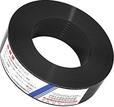 VIVOCH 100M(328ft) Pure Copper Multi-Strand Telephone Line RJ11 Communication 2-Core Indoor Connecting Flat Line, Black
