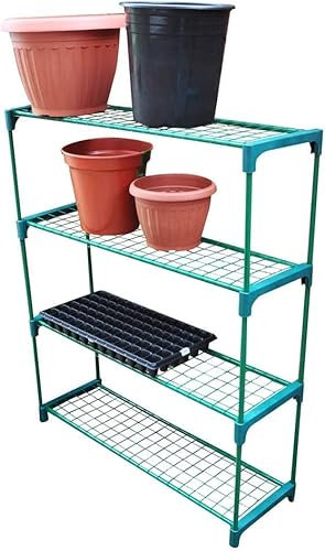 4 Tier Multi Purpose Greenhouse Staging Plant Flower Decor Rack Stand Display Shelving Unit Perfect for Garden, Shed, Garage Storage Indoor or Outdoor Organiser (Pack of 2)