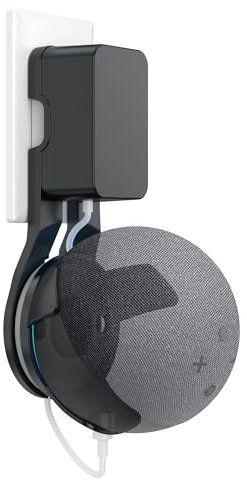 PlusAcc Support de Prise Murale pour Echo Dot 5ème génération - Pas de vis nécessaires (Noir)