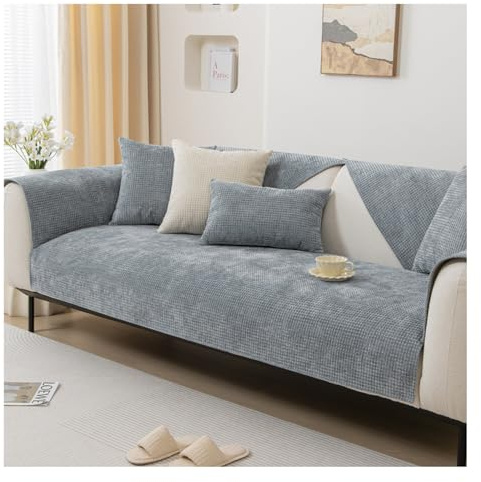 Tauzveok Sofaschoner rutschfest, Hund Katze Sofaschutzdecke, Eck Sofa üBerzug, Sofabezug Antirutsch Decke, Chenille Sofabezug 1 2 3 4 Sitzer,A Light Gray,70 * 150cm