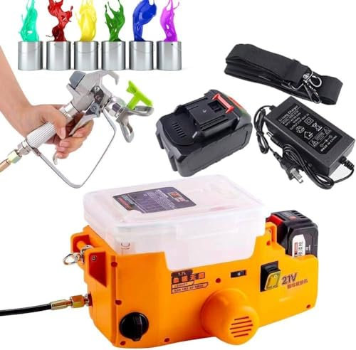Spruzzatore di vernice con batteria al litio ad alta potenza piccolo zaino portatile pistola a spruzzo airless in emulsione, con tubo da 1,5 m, pistola a spruzzo da parete, 500 W, capacità 1,7 l