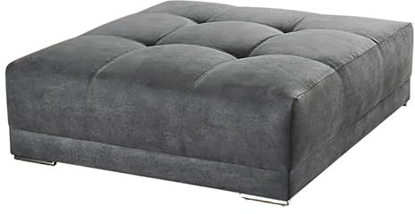 XXL-Hocker B120/T120/H39 cm mit Federkernpolsterung und markanten Steppungen in der Sitzfläche, passende Ergänzung zum Big Sofa 15113, angenehmer Mikrofaserstoff-Bezug in Grau / 15139