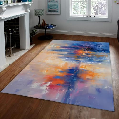 HOBBOY Bunte Bereich Teppich waschbare große Teppiche verwischen Aquarell Kunst Bodenteppiche für Wohnzimmer Schlafzimmer Haustür Matte Inneneingang 180 x 240 cm