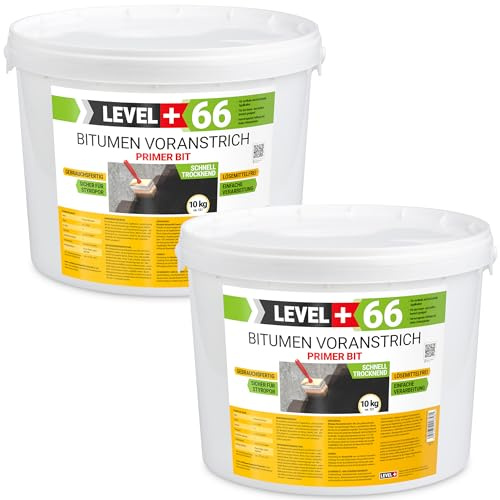 LEVEL+66 Bitumen Voranstrich Gebrauchsfertig Haftgrund 20kg Grundierung | Bitumengrund Fundamente Aussenwände Keller