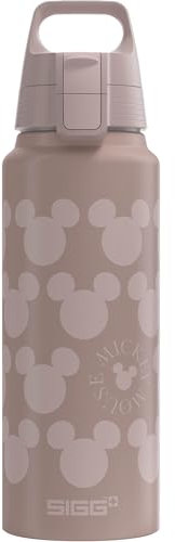 Sigg - Alu Trinkflasche -WMB Pathfinder Mickey Mouse Pattern -ClimatePartner Zertifiziert -Für Kohlensäurehaltige Getränke Geeignet - Auslaufsicher -Federleicht -BPA-frei -Weiss Mit Aufdruck -1L