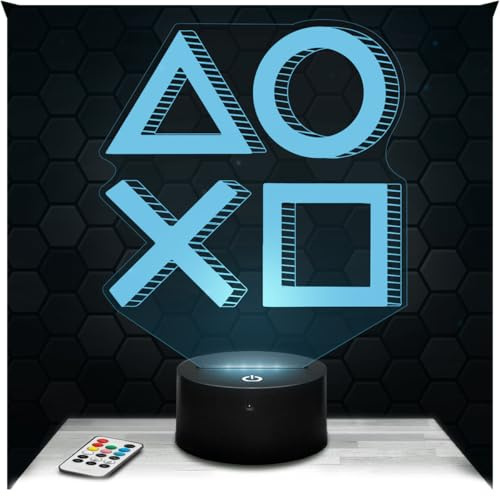 Lampephoto.fr - Lampe Logo A O X O 3D Touch Nachtlicht Videospiele | Made in France, Sockel wählbar, dimmbar, Batterie/USB, HD-Lasergravur, Geschenk für Gamer & Geeks